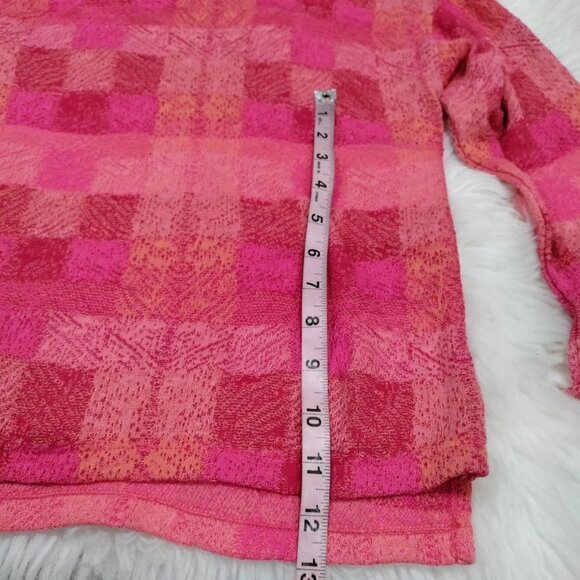 Felgar Barcelona and Aldo Martins Pink Boxy Plaid Knit Sweater Women's Size 8 - Picture 13 of 14
